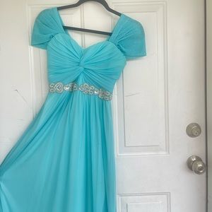 Baby blue sparkly bridesmaids maxi dress